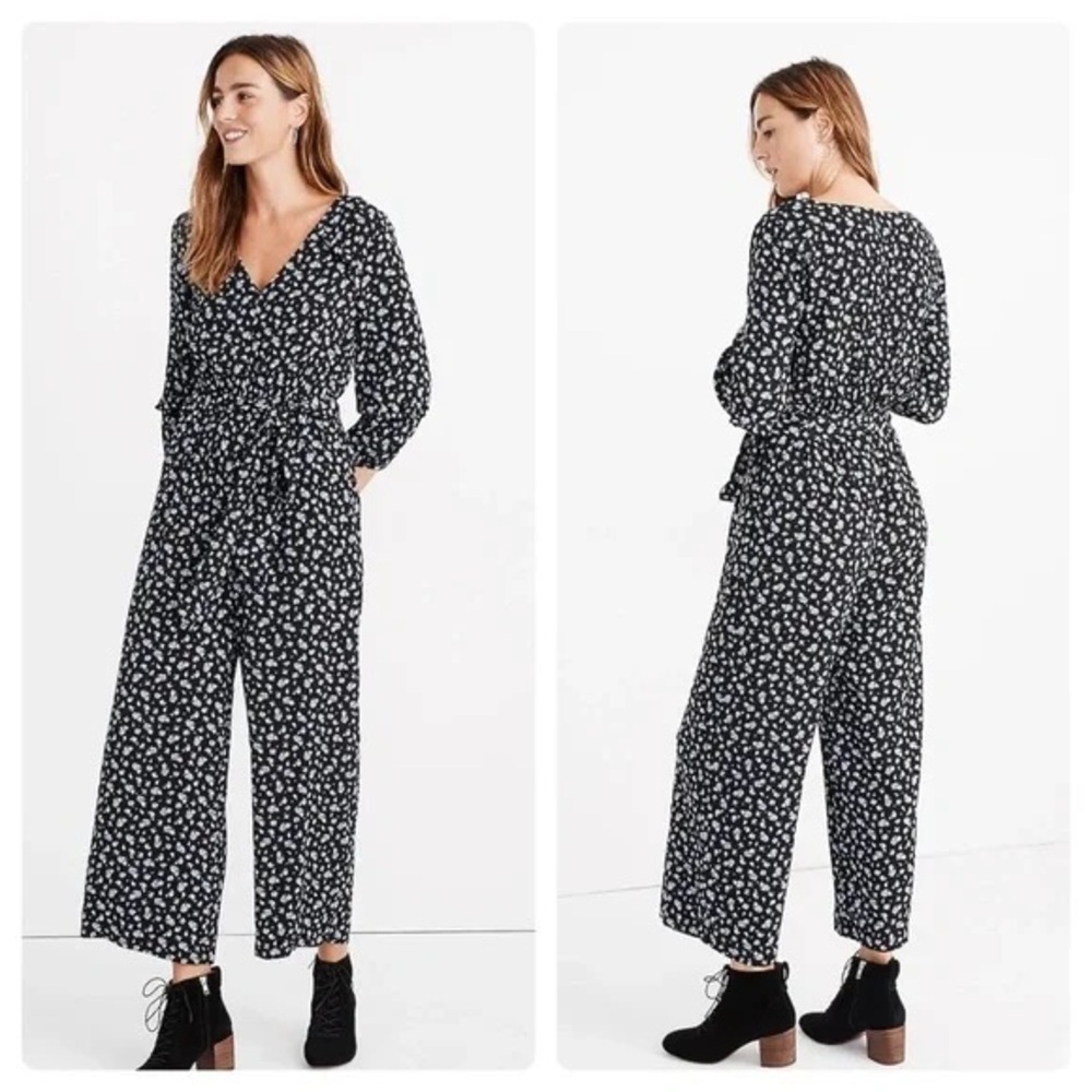NWT Madewell ruffle-sleeve tie-waist jumpsuit in baby’s breath